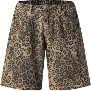 Cute Gal Leopard Print Unisex Y2K Mid Rise Jorts
